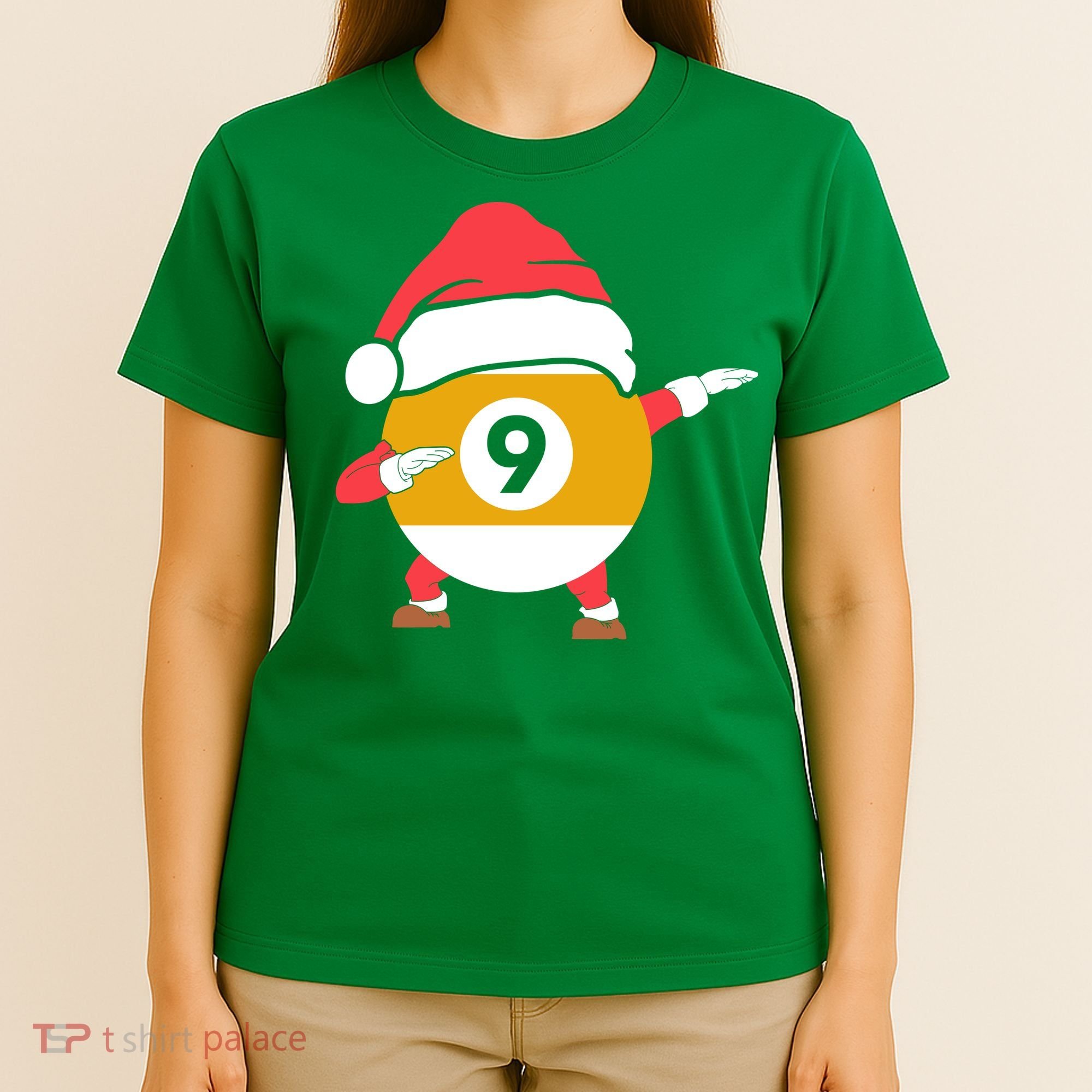Dabbing Santa Claus Christmas Funny Pool Billiards Xmas Sport T-Shirt