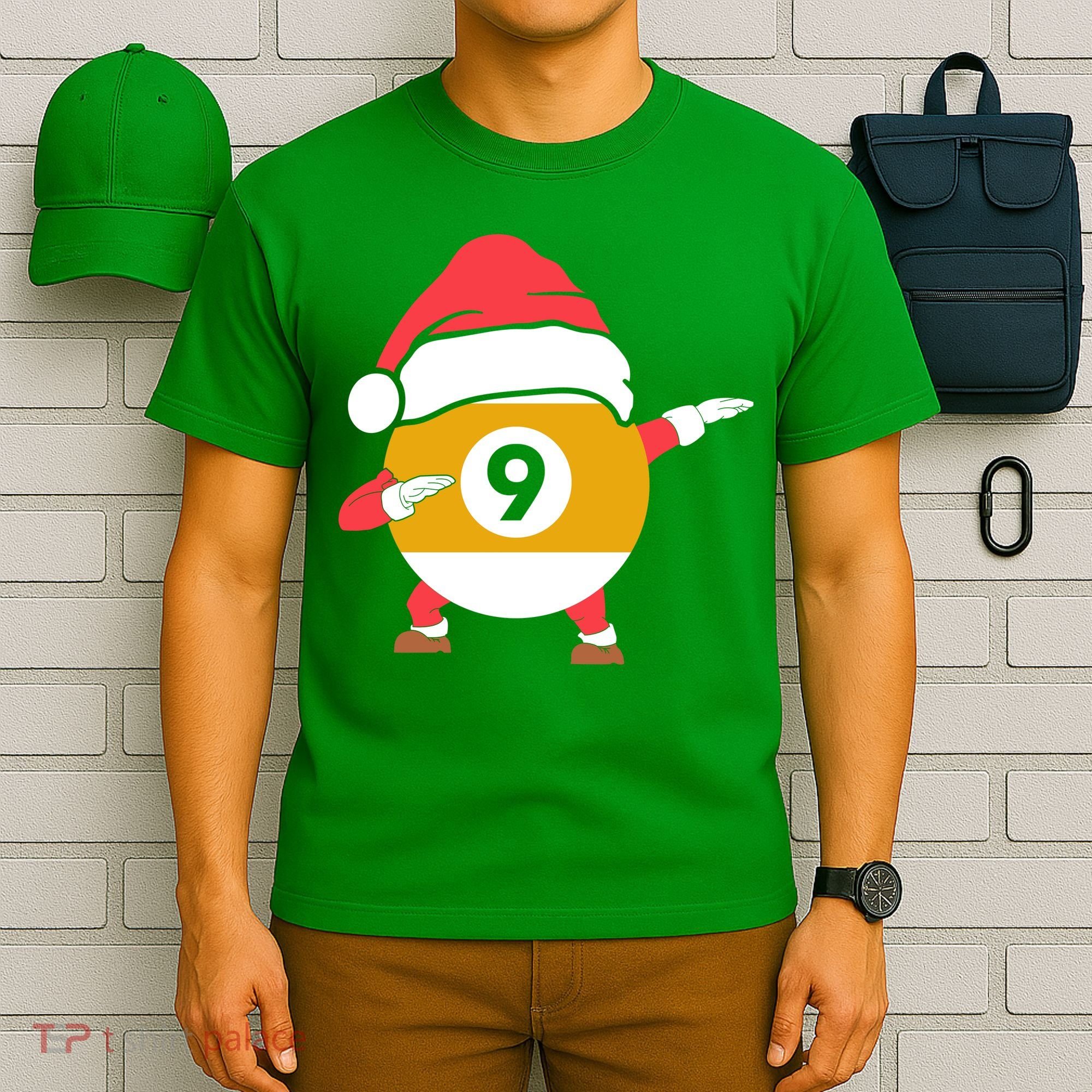 Dabbing Santa Claus Christmas Funny Pool Billiards Xmas Sport T-Shirt