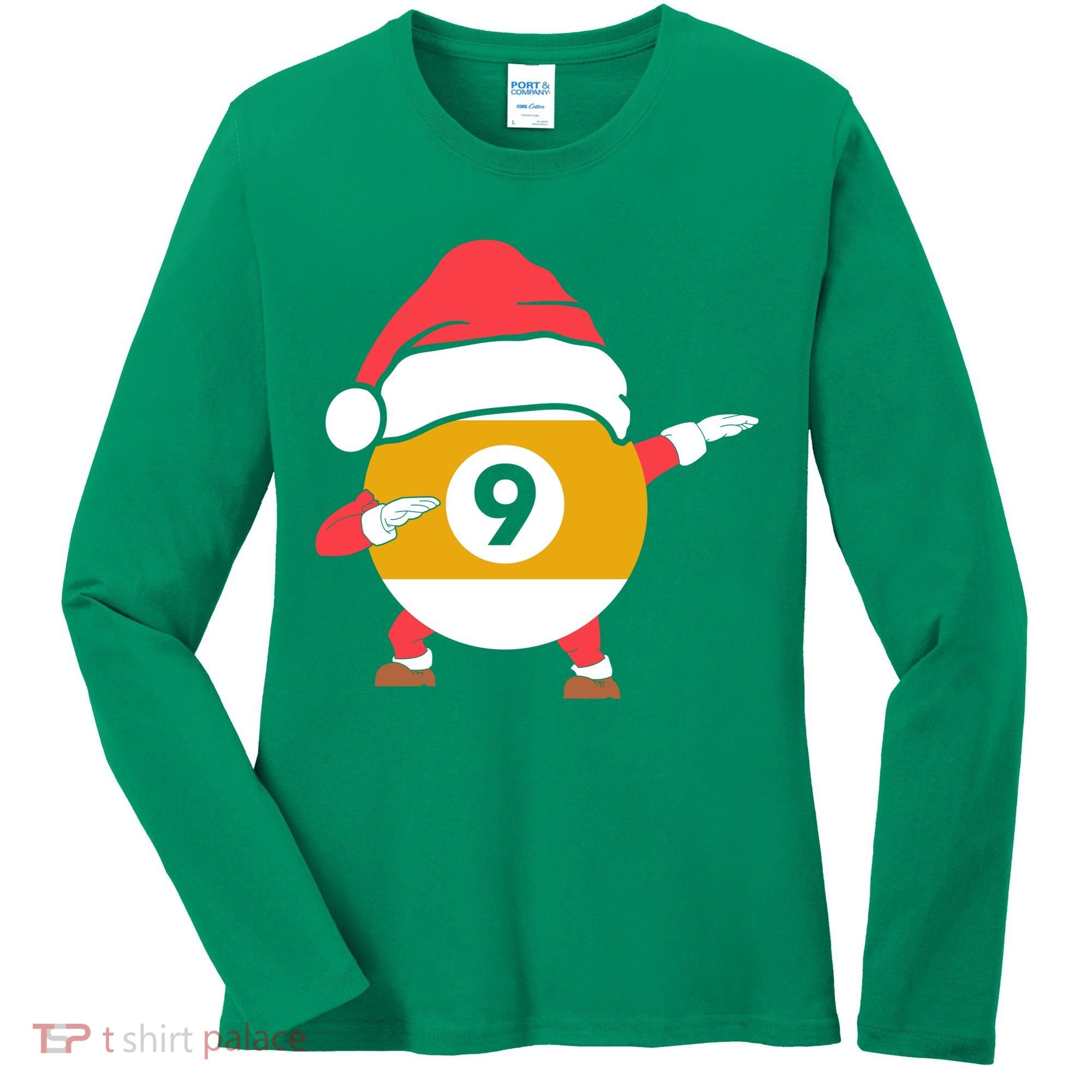 Dabbing Santa Claus Christmas Funny Pool Billiards Xmas Sport Women's Long Sleeve Shirt