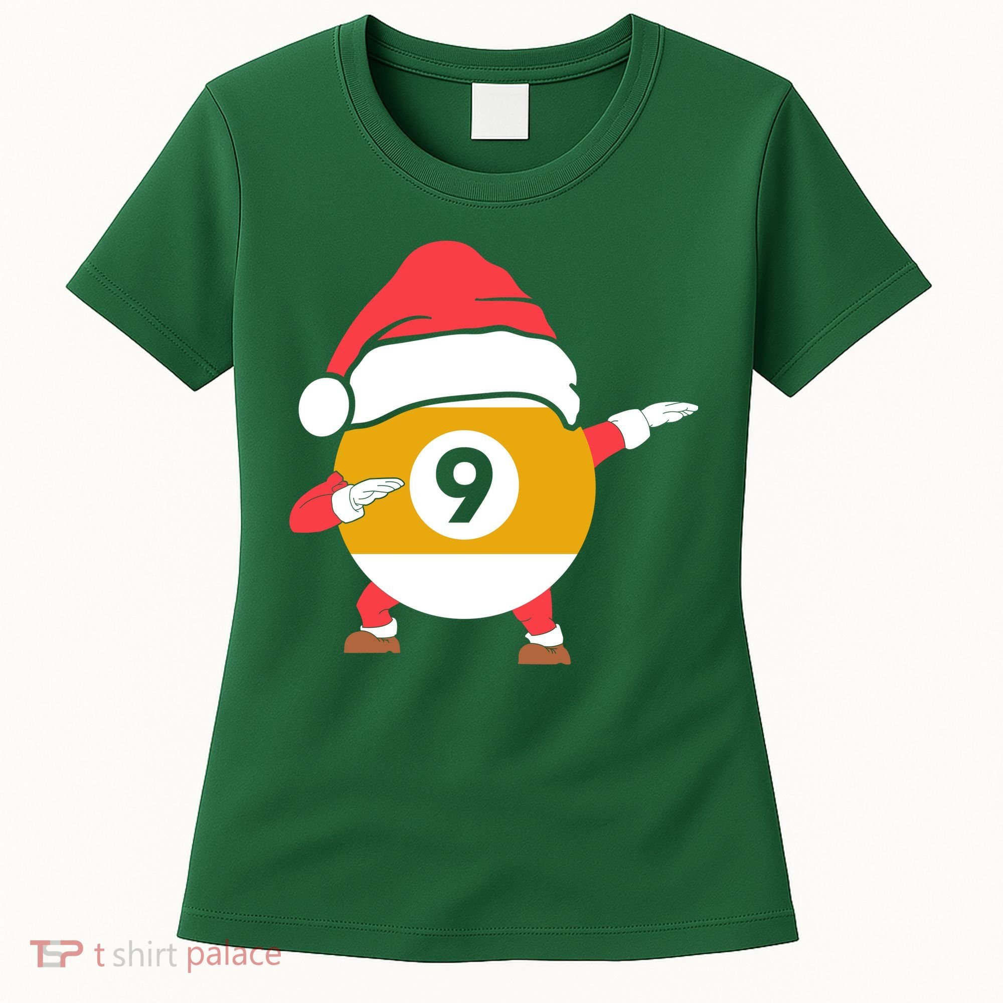 Dabbing Santa Claus Christmas Funny Pool Billiards Xmas Sport Women's T-Shirt