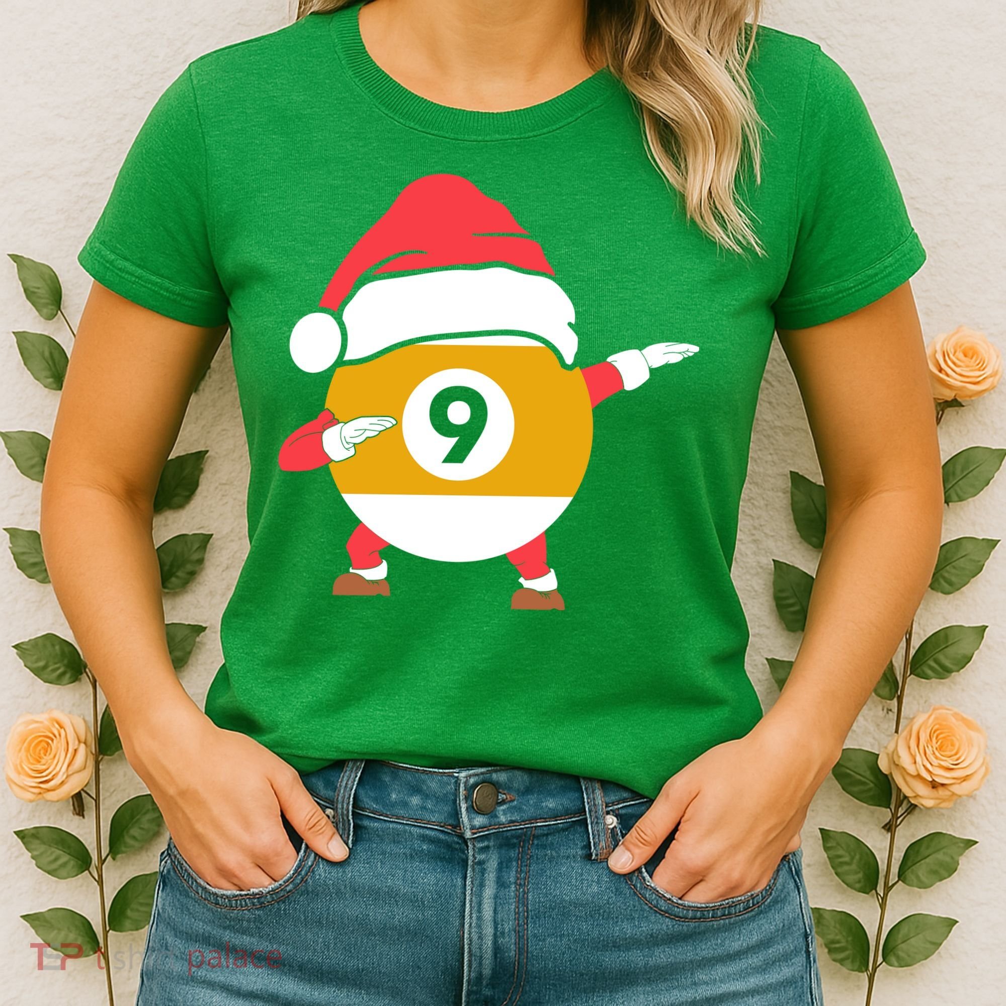 Dabbing Santa Claus Christmas Funny Pool Billiards Xmas Sport Women's T-Shirt