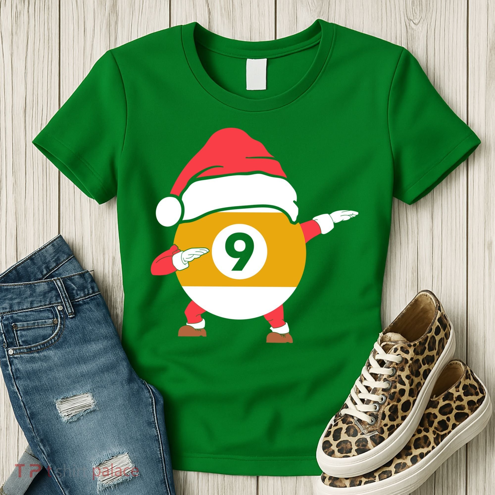 Dabbing Santa Claus Christmas Funny Pool Billiards Xmas Sport Women's T-Shirt