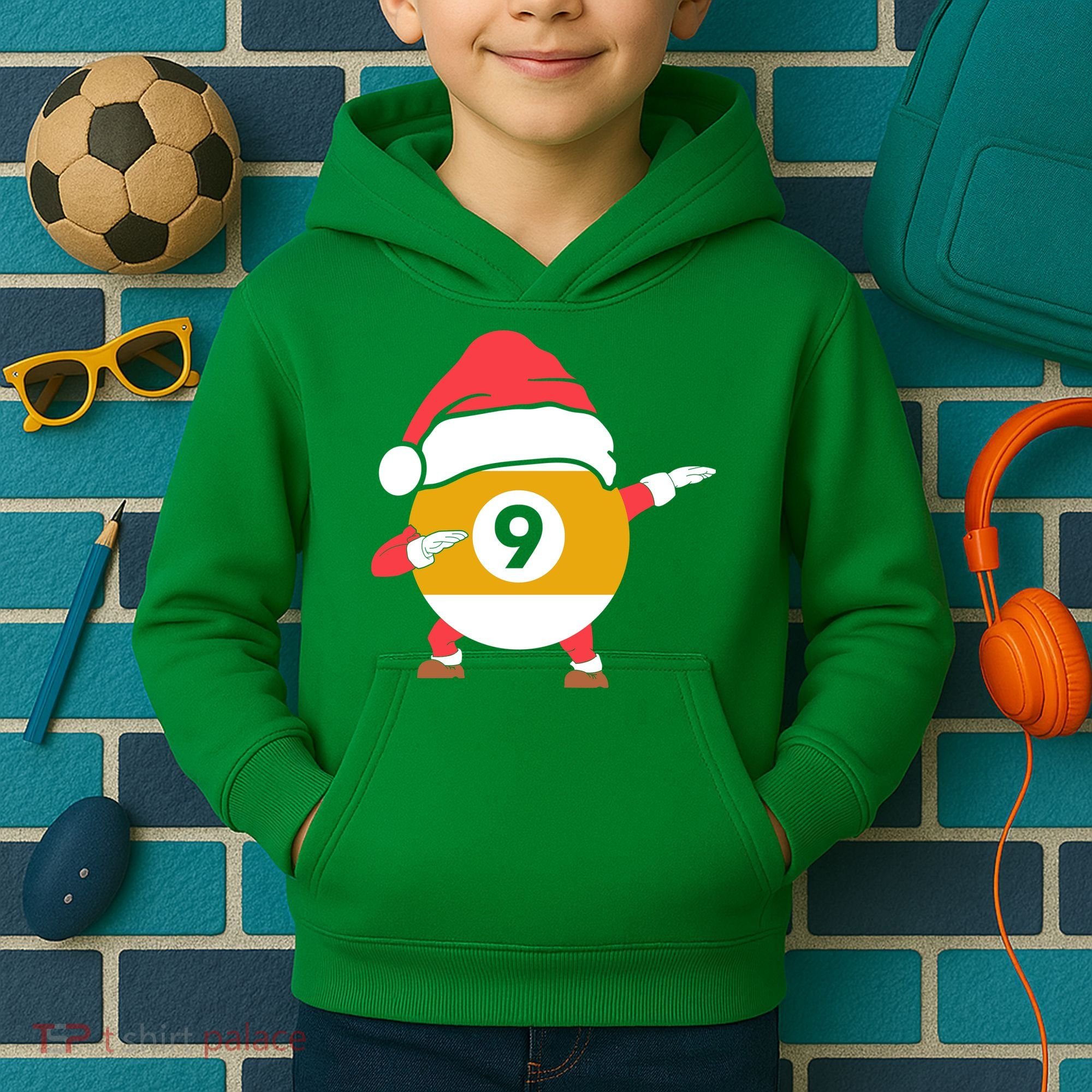 Dabbing Santa Claus Christmas Funny Pool Billiards Xmas Sport Kids Hoodie