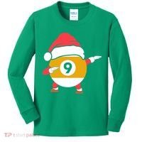 Dabbing Santa Claus Christmas Funny Pool Billiards Xmas Sport Kids Long Sleeve Shirt thumb 0