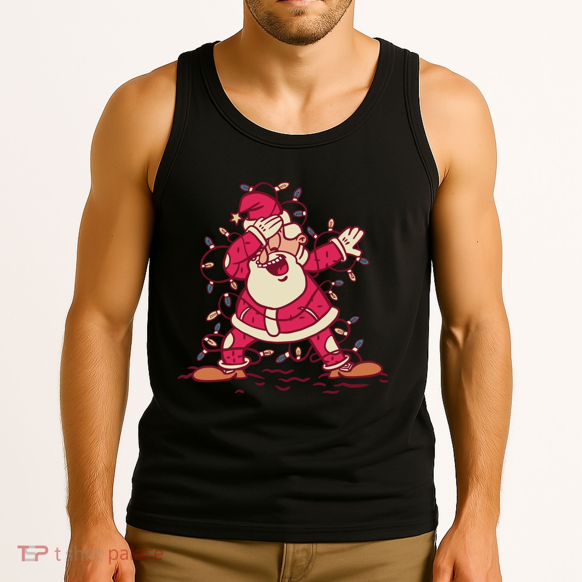 Dabbing Santa Cartoon Tank Top