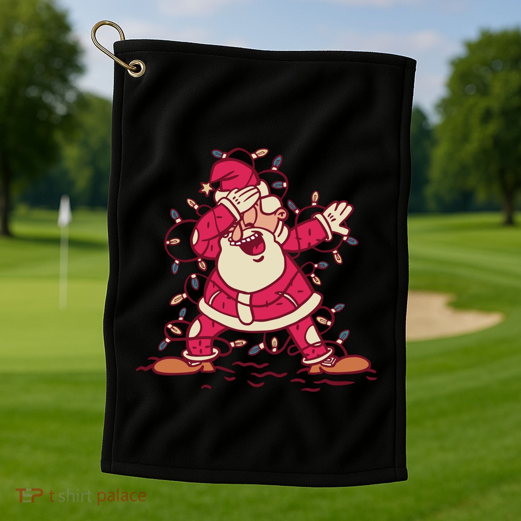 Dabbing Santa Cartoon Golf Towel