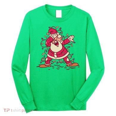 Dabbing Santa Cartoon Long Sleeve Shirt