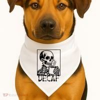 Decaf Skeleton Coffee Skull  USA-Made Doggie Bandana thumb 1