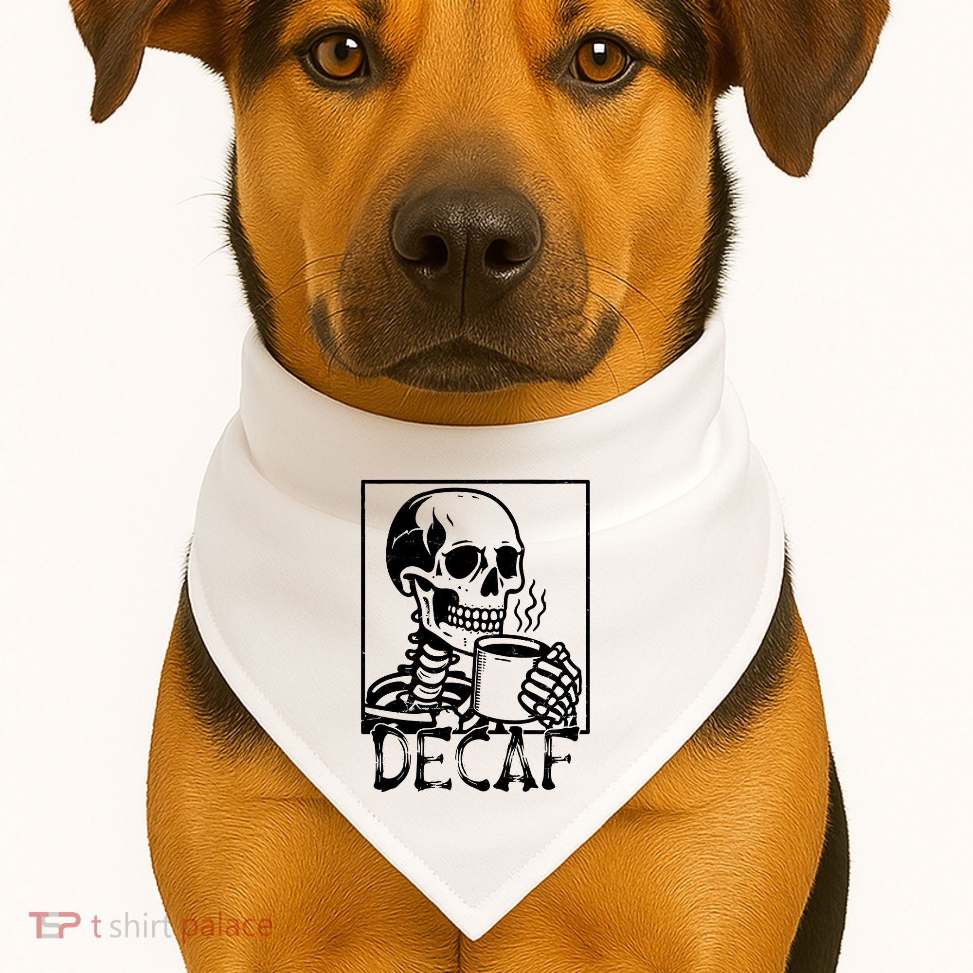 Decaf Skeleton Coffee Skull  USA-Made Doggie Bandana