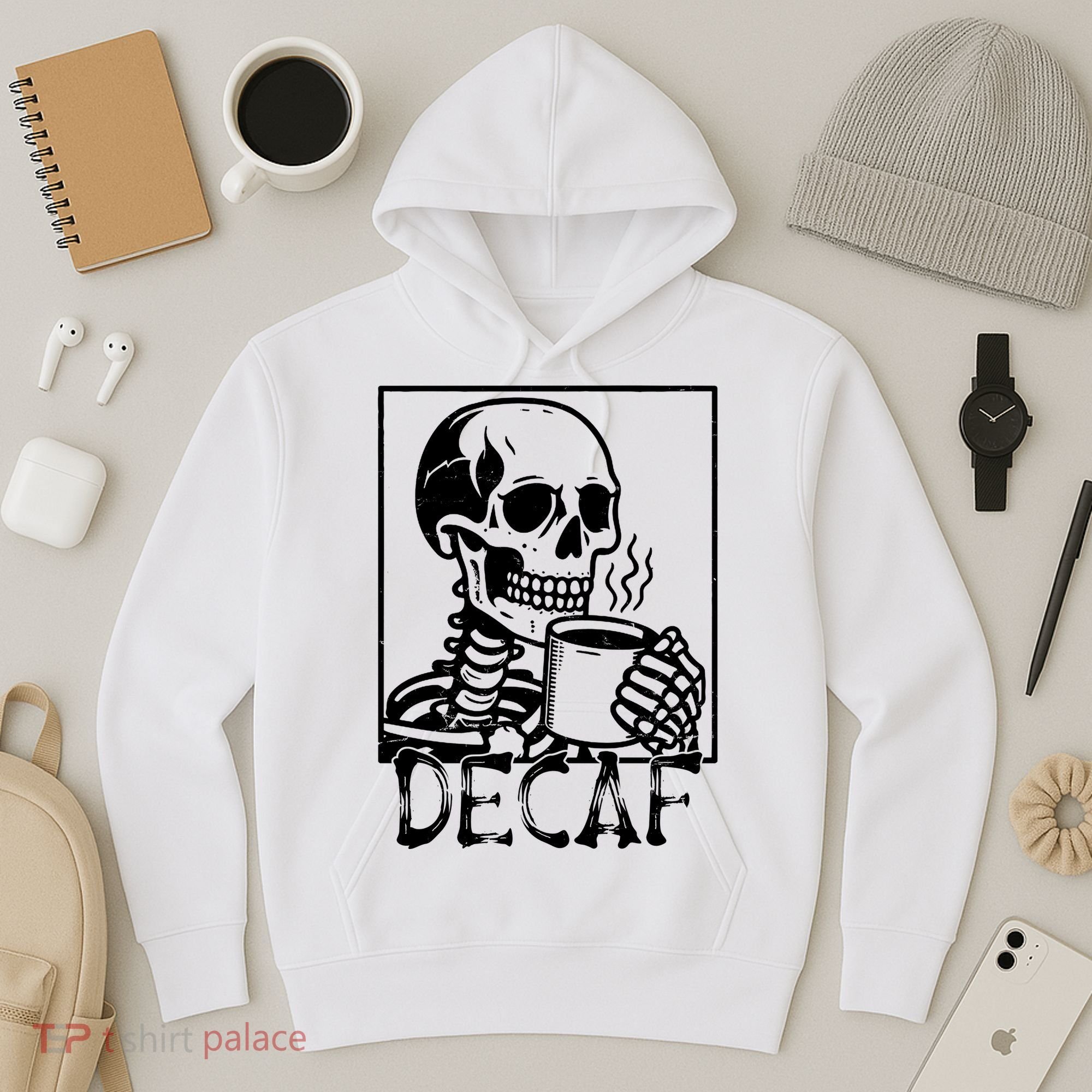 Decaf Skeleton Coffee Skull  Hoodie