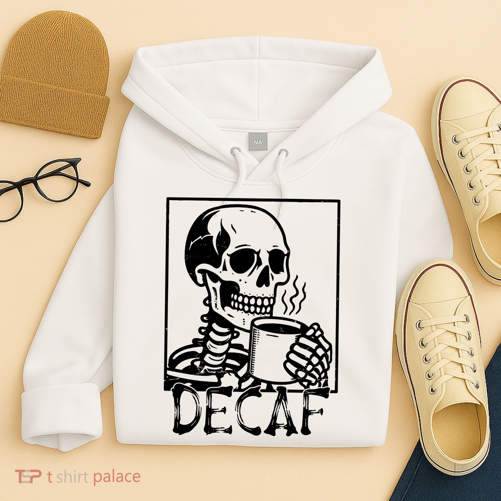 Decaf Skeleton Coffee Skull  Hoodie