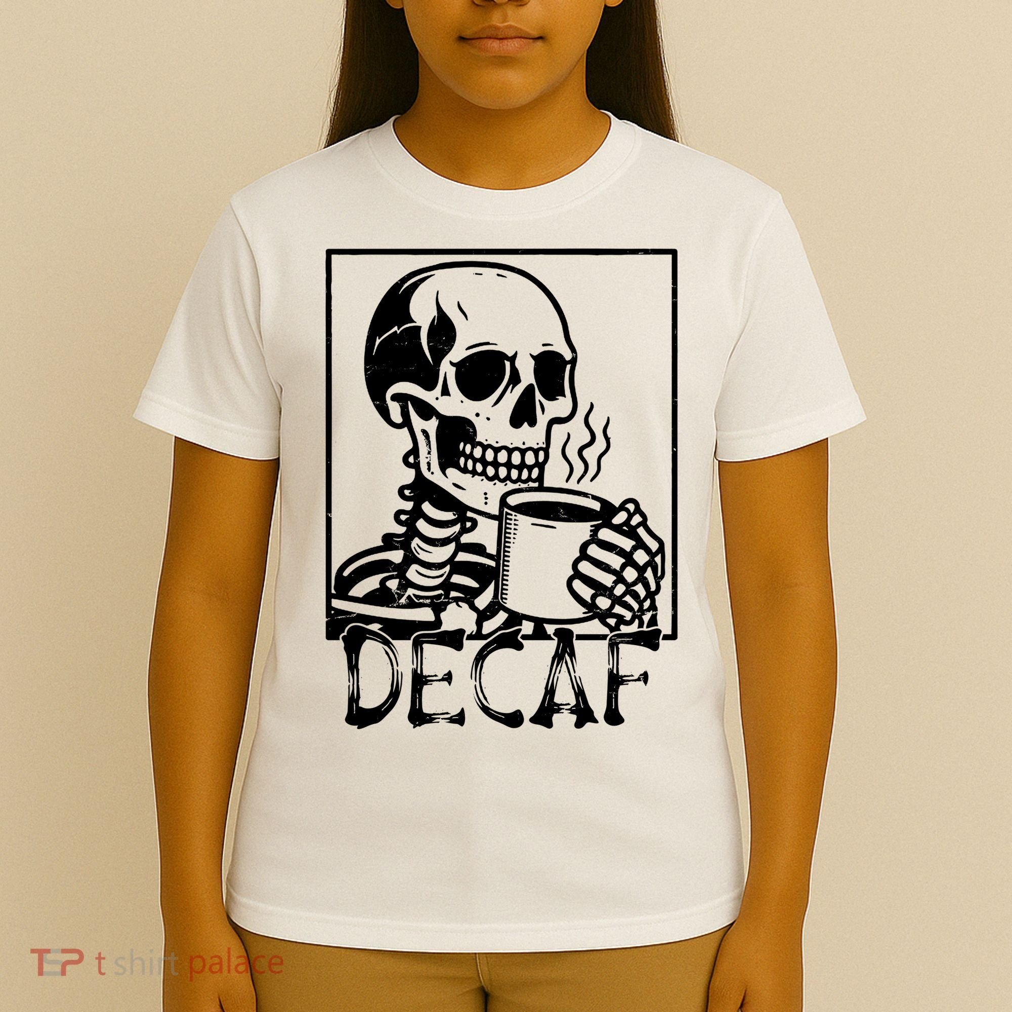 Decaf Skeleton Coffee Skull  T-Shirt