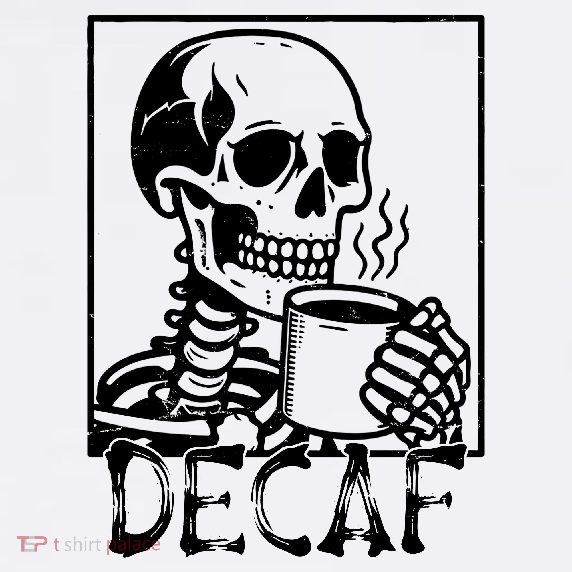 Decaf Skeleton Coffee Skull  T-Shirt