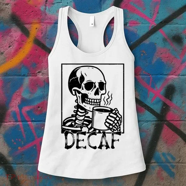 Decaf Skeleton Coffee Skull  Women's Tank Top