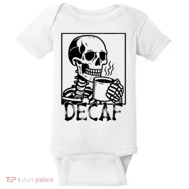 Decaf Skeleton Coffee Skull  Baby Bodysuit