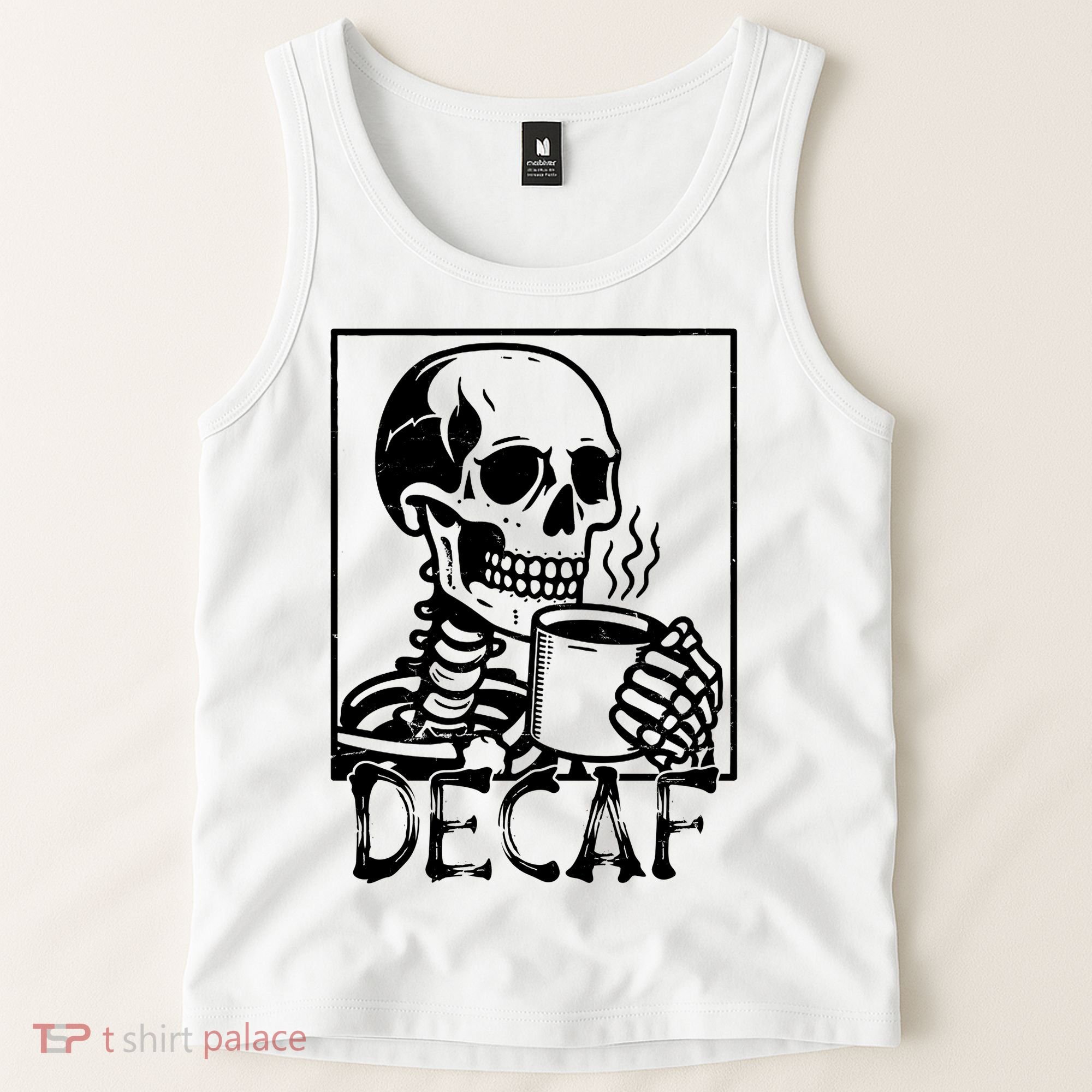 Decaf Skeleton Coffee Skull  Tank Top