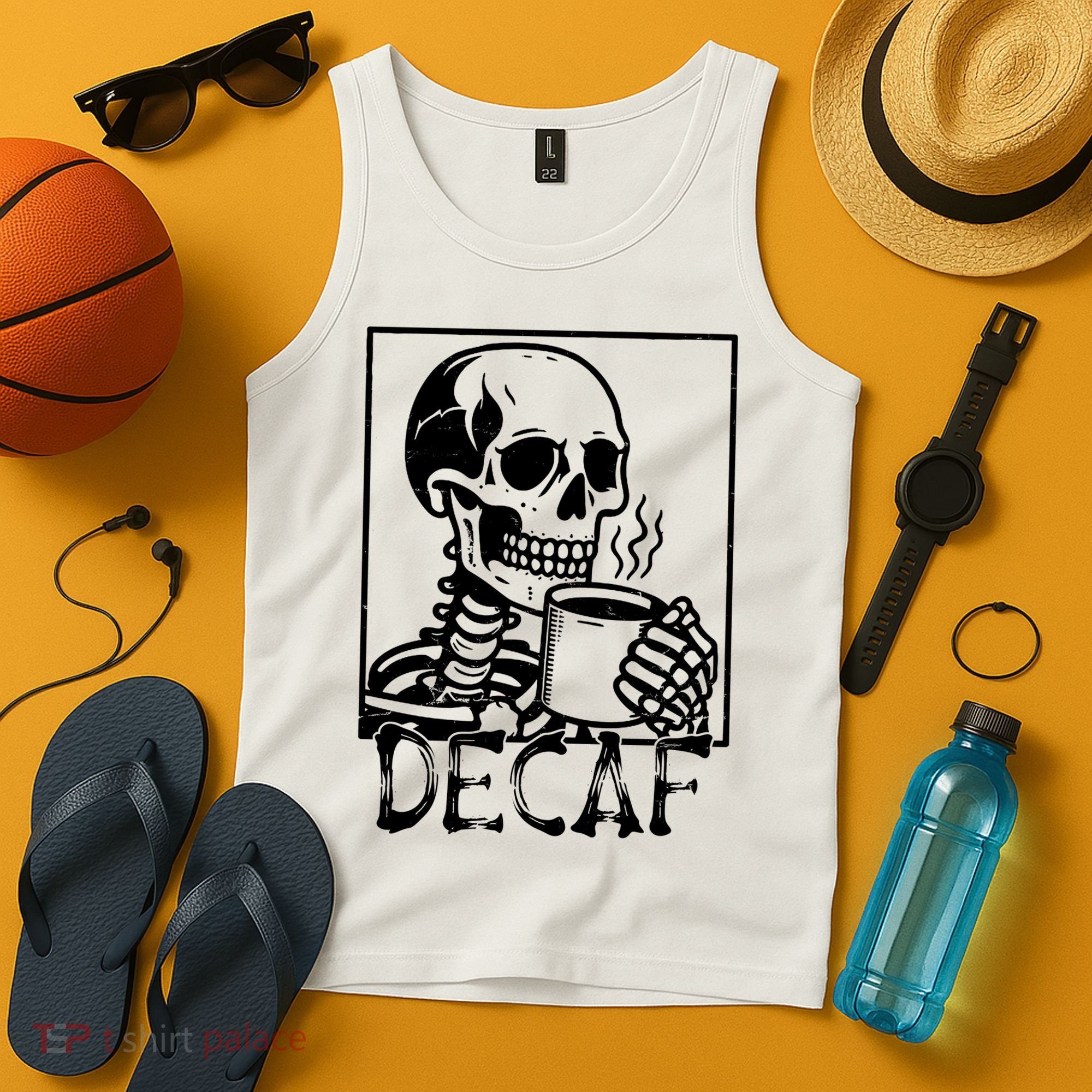 Decaf Skeleton Coffee Skull  Tank Top