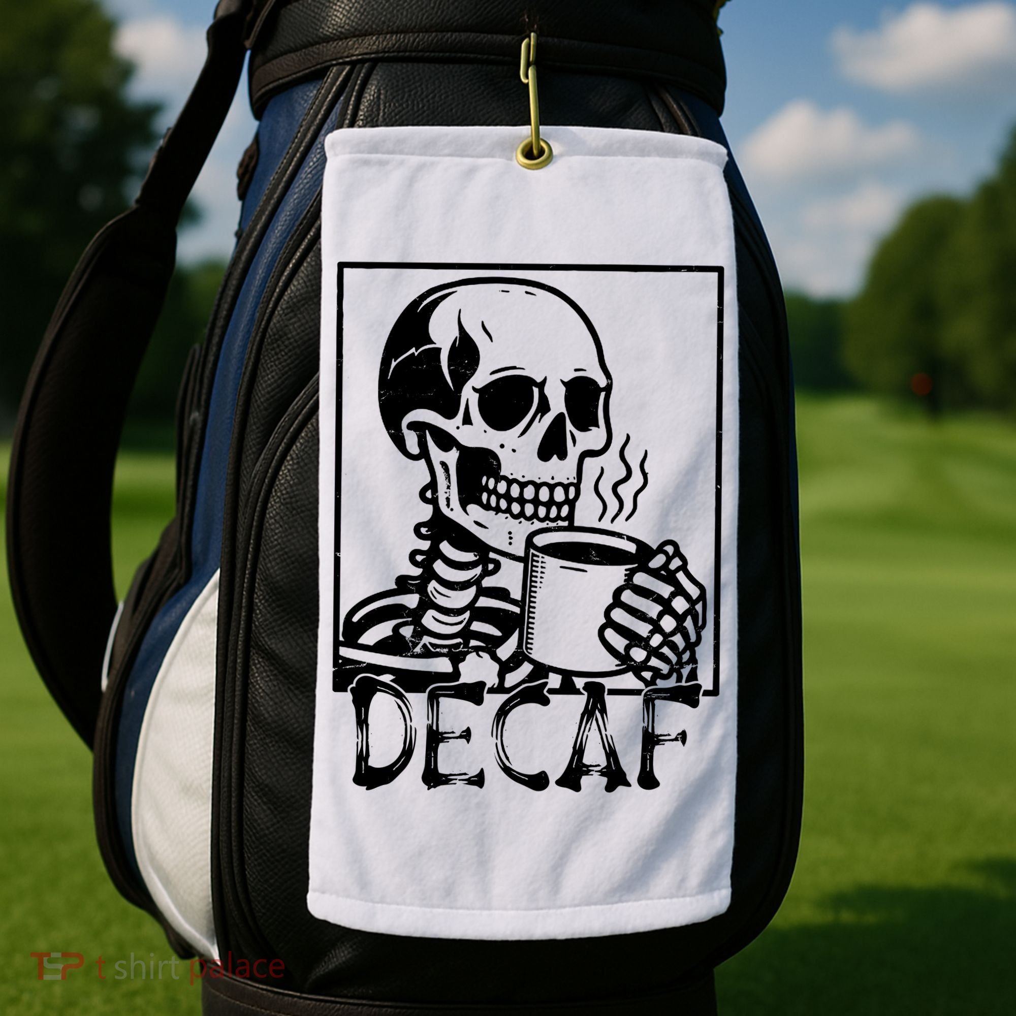 Decaf Skeleton Coffee Skull  Golf Towel