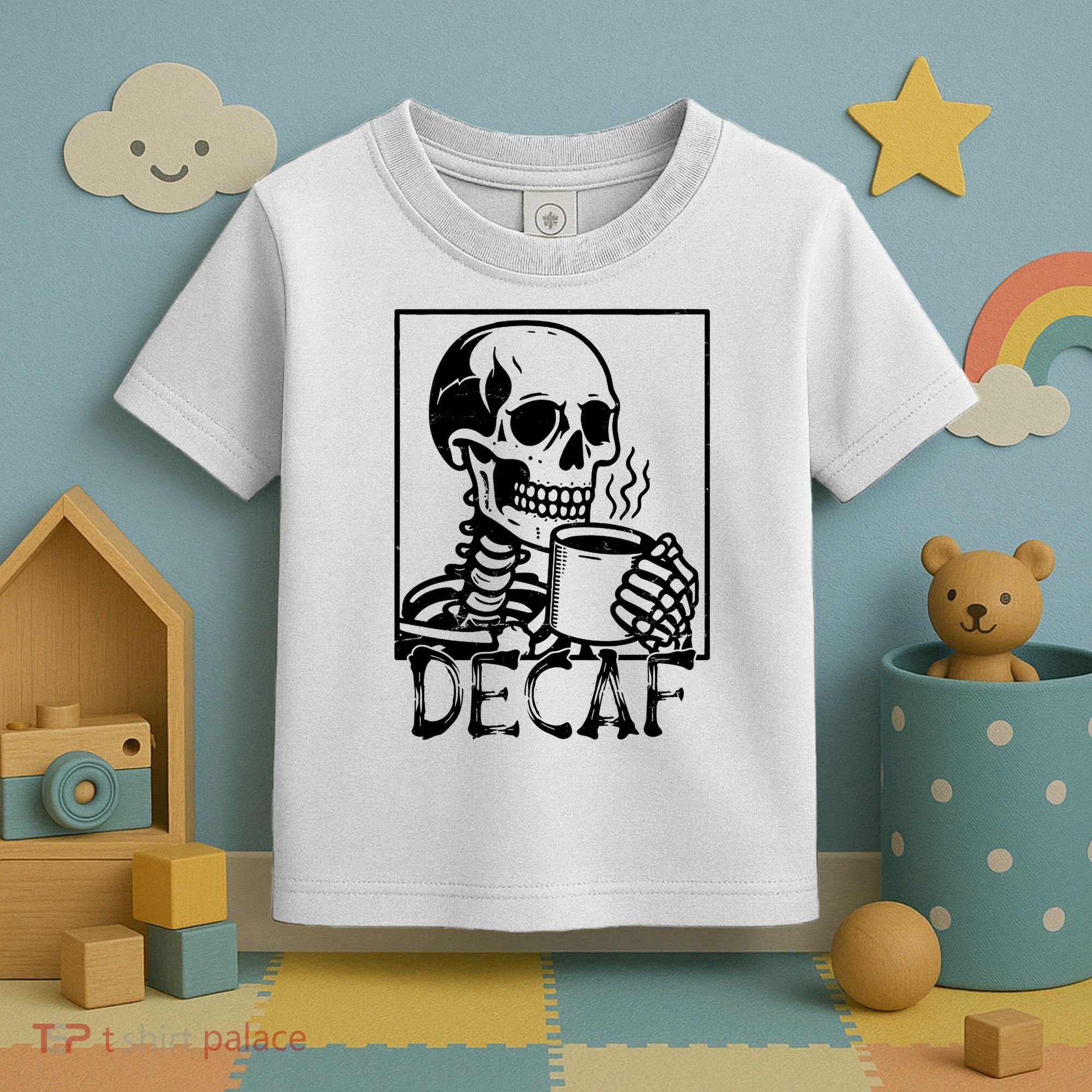 Decaf Skeleton Coffee Skull  Toddler T-Shirt