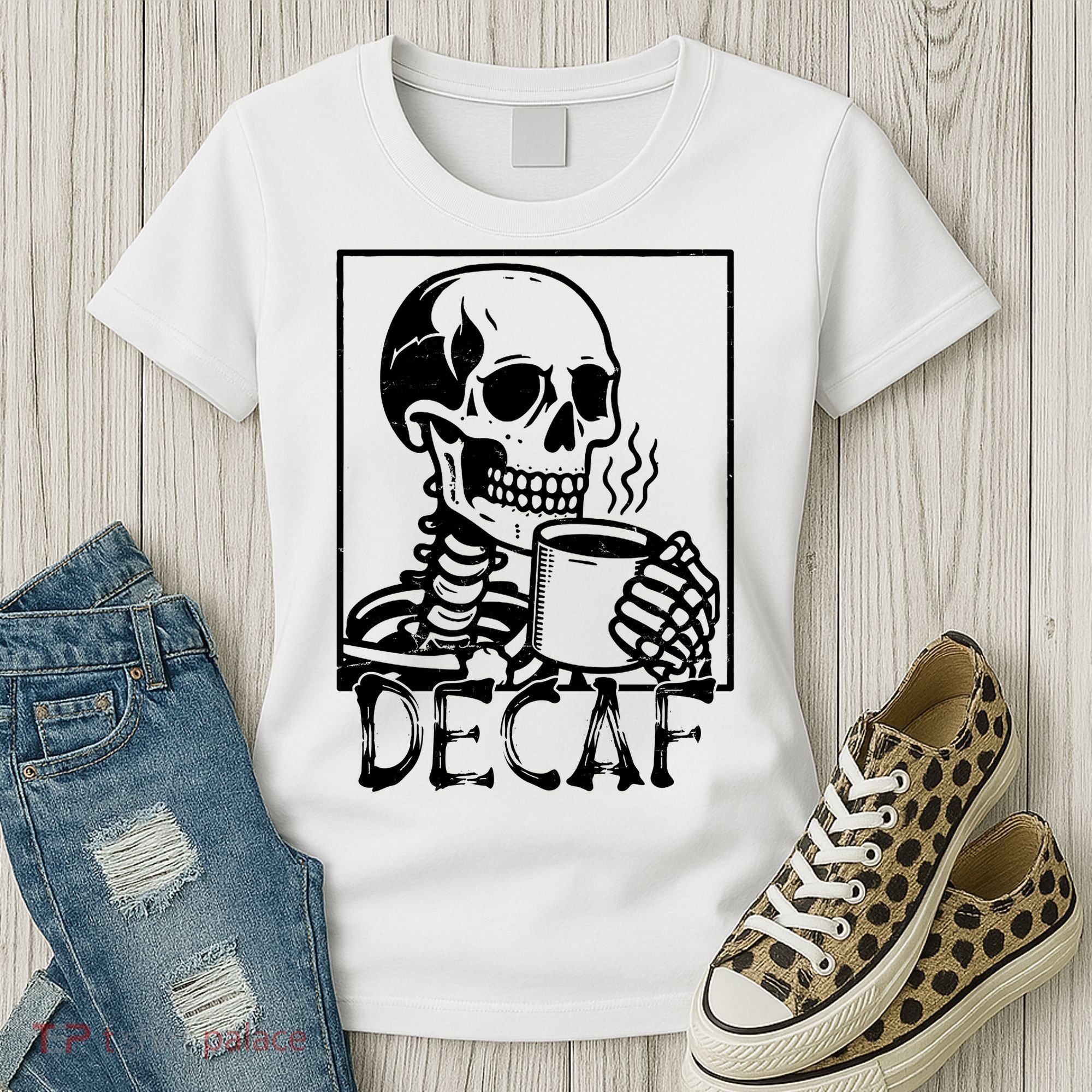 Decaf Skeleton Coffee Skull  Women's T-Shirt