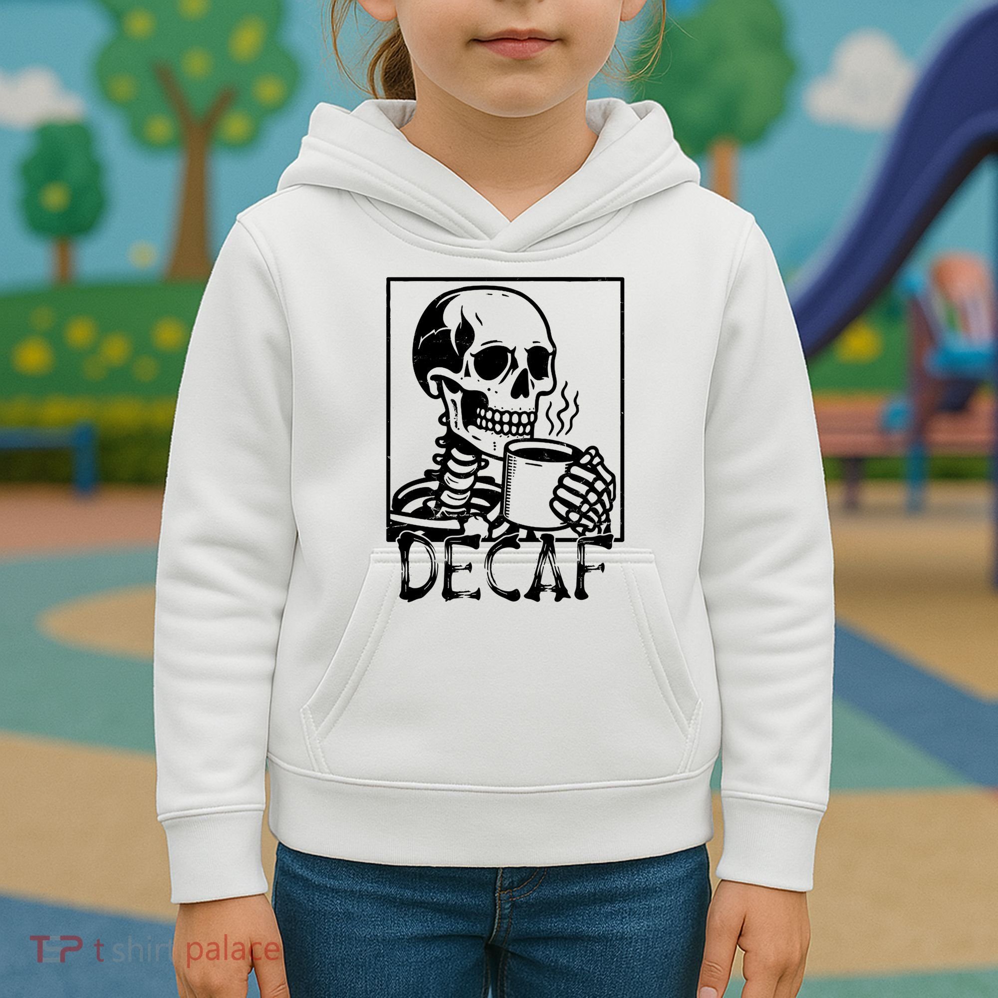 Decaf Skeleton Coffee Skull  Kids Hoodie