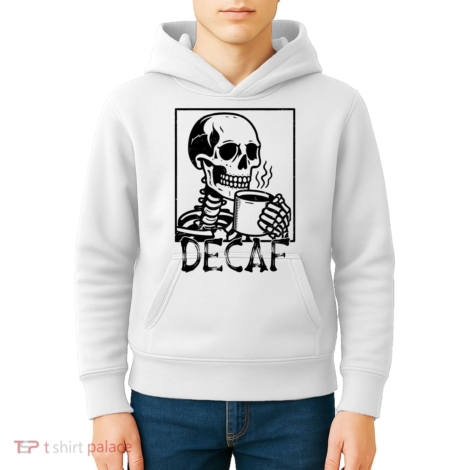 Decaf Skeleton Coffee Skull  Kids Hoodie