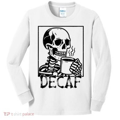 Decaf Skeleton Coffee Skull  Kids Long Sleeve Shirt