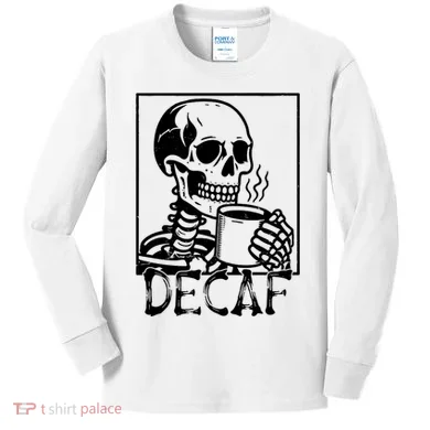 Decaf Skeleton Coffee Skull  Kids Long Sleeve Shirt