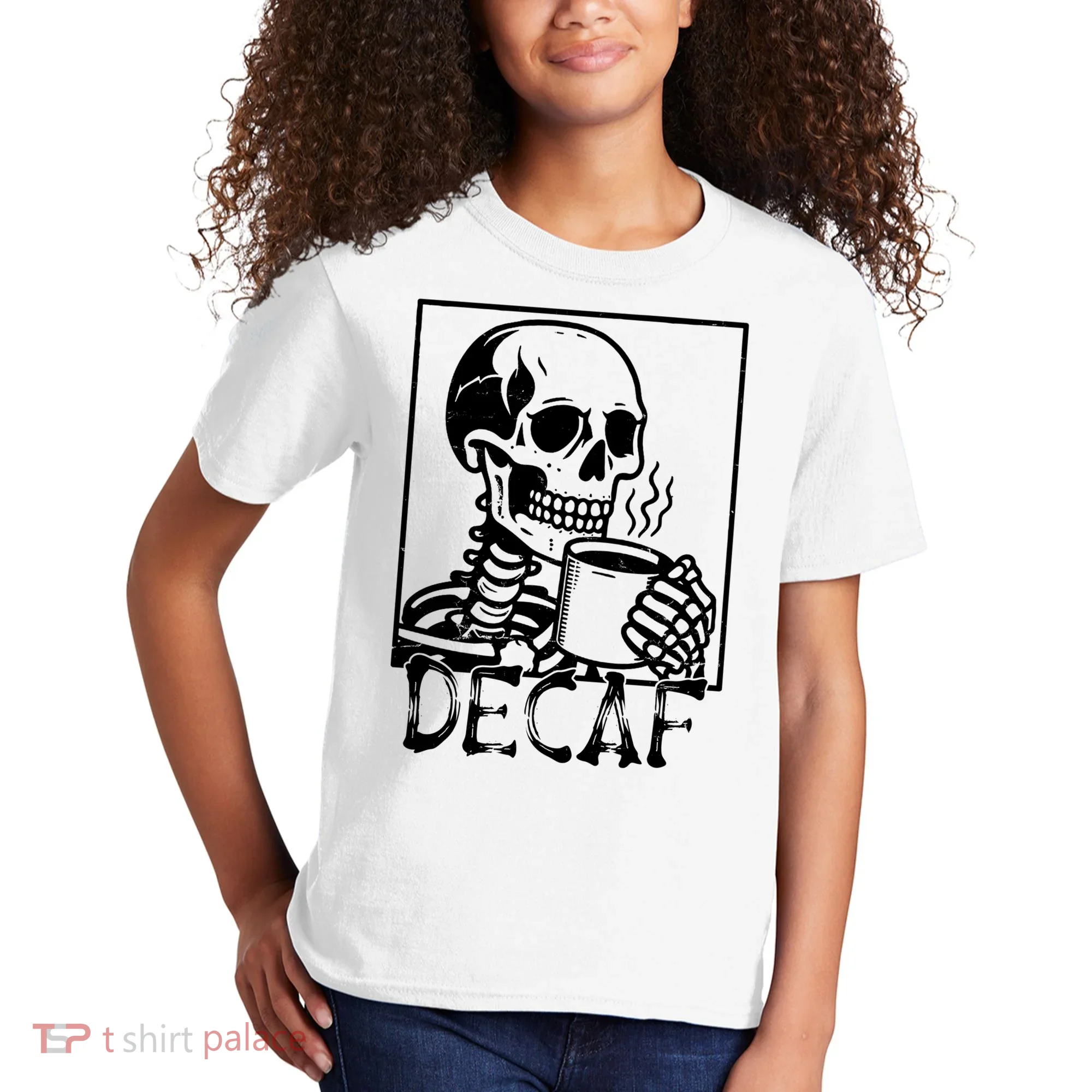 Decaf Skeleton Coffee Skull  Kids T-Shirt