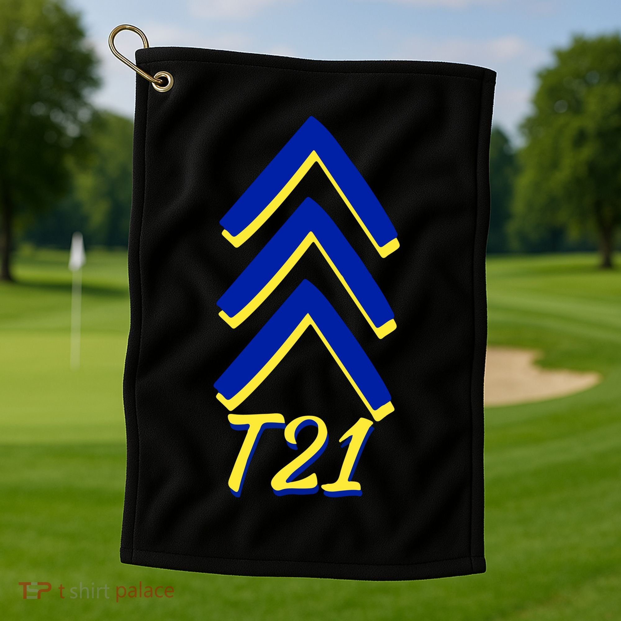 Down Syndrome Chevron Arrow For Trisomy 21 T21 For Down Syndrome Awareness Gift Golf Towel