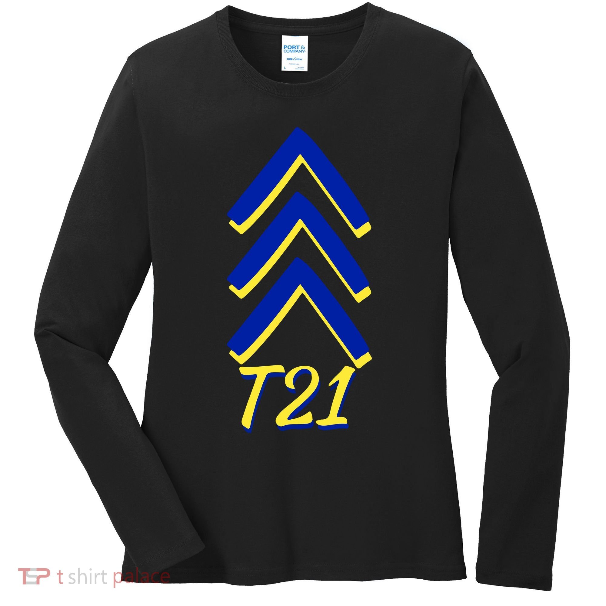 Down Syndrome Chevron Arrow For Trisomy 21 T21 For Down Syndrome Awareness Gift Women's Long Sleeve Shirt