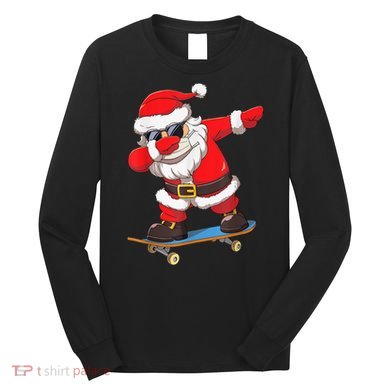 Dabbing Santa Claus Kids Boys Skate Skateboard Christmas TShirt Long Sleeve Shirt