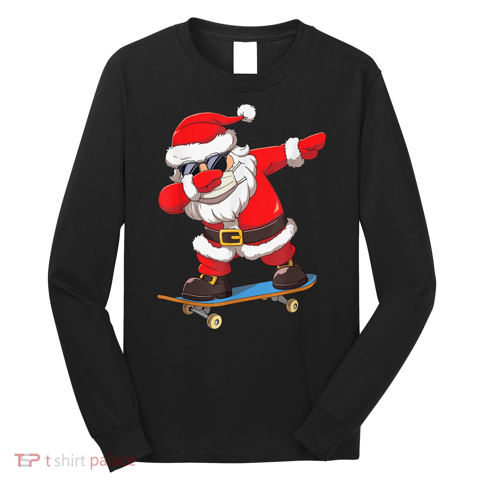Dabbing Santa Claus Kids Boys Skate Skateboard Christmas TShirt Long Sleeve Shirt