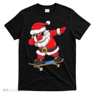 Dabbing Santa Claus Kids Boys Skate Skateboard Christmas TShirt T-Shirt