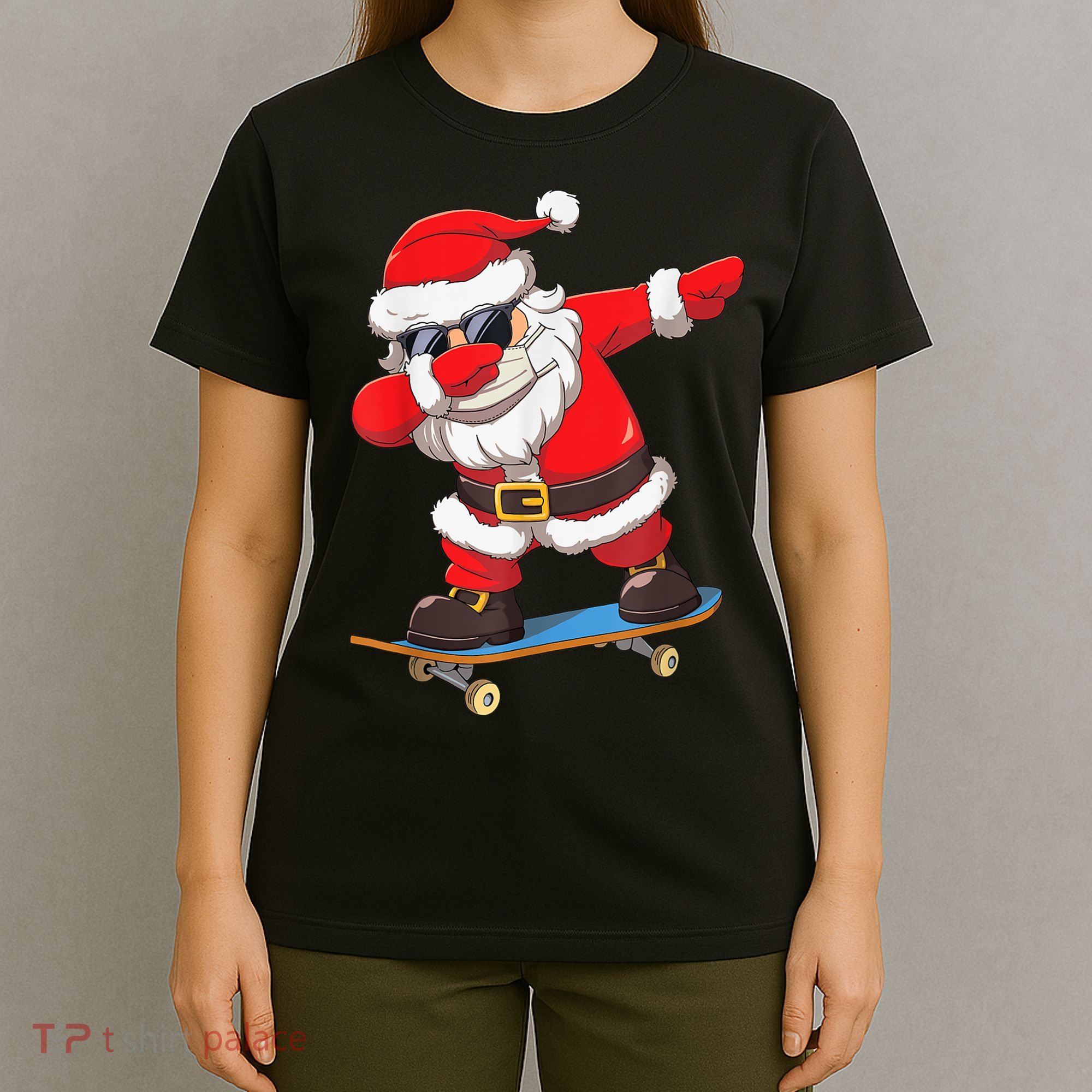 Dabbing Santa Claus Kids Boys Skate Skateboard Christmas TShirt T-Shirt