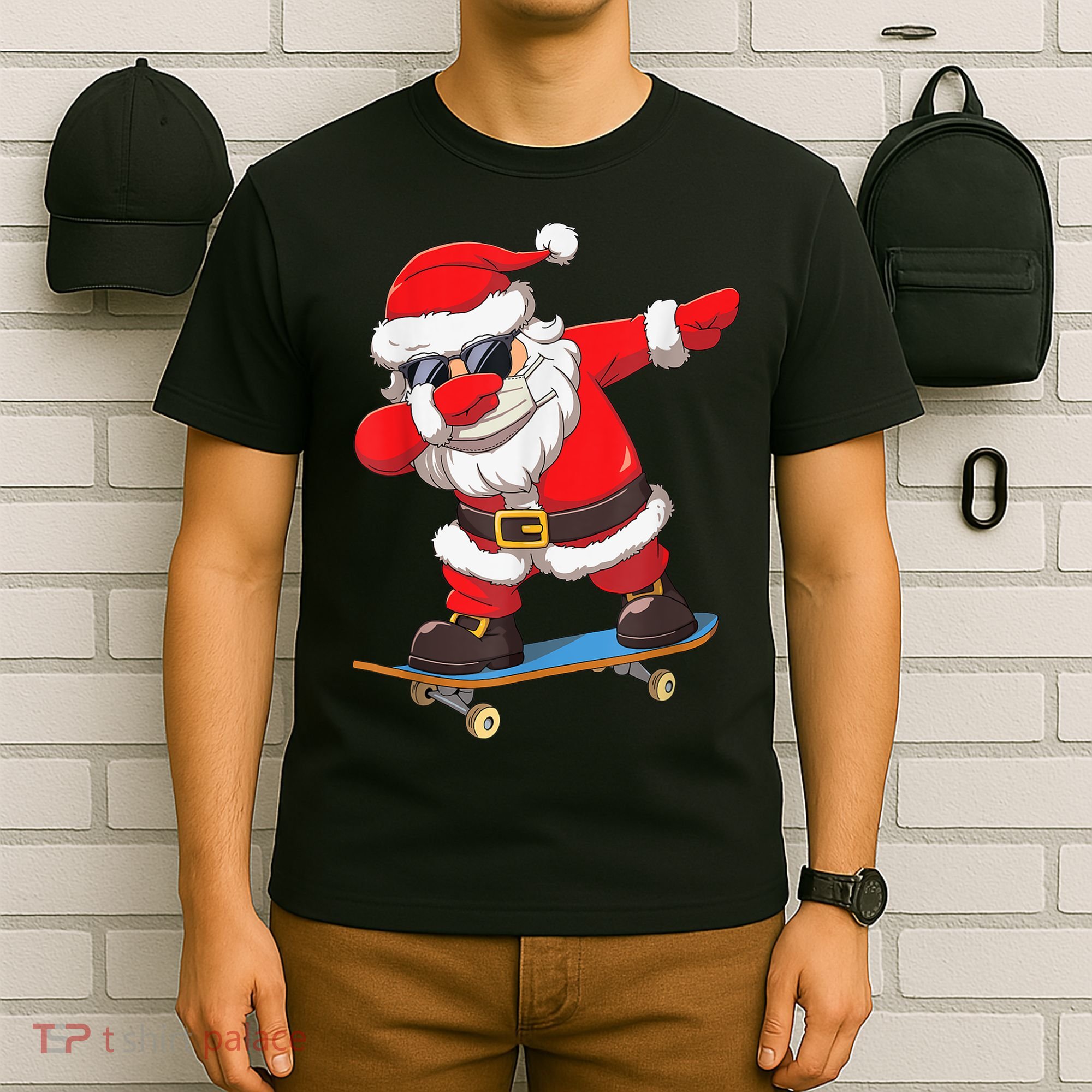 Dabbing Santa Claus Kids Boys Skate Skateboard Christmas TShirt T-Shirt
