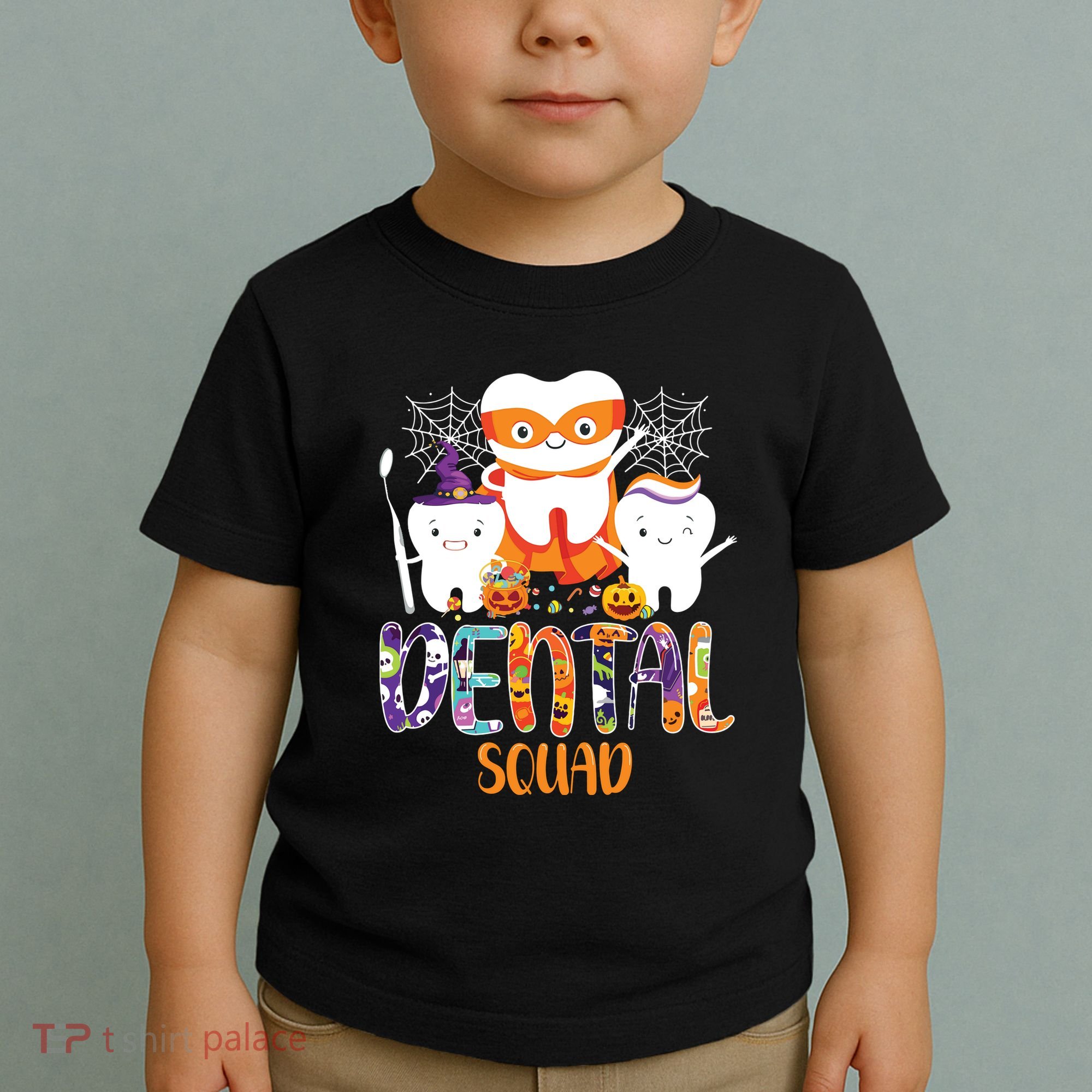 Dental Squad Costume Trick Or Teeth Denstist Halloween Ghost Toddler T-Shirt