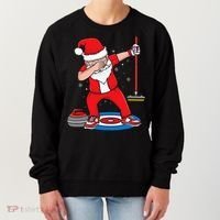 Dabbing Santa Curling Player Curling Broom Curler Curling Women's Sweatshirt thumb 0