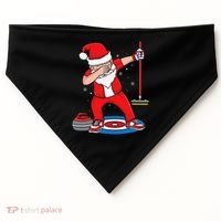 Dabbing Santa Curling Player Curling Broom Curler Curling USA-Made Doggie Bandana thumb 0