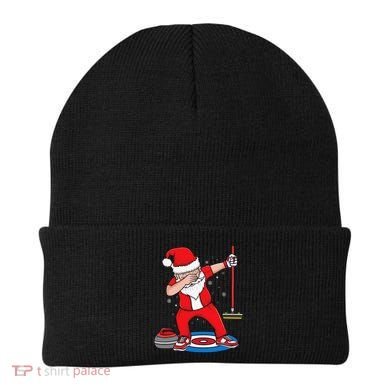 Dabbing Santa Curling Player Curling Broom Curler Curling Beanie