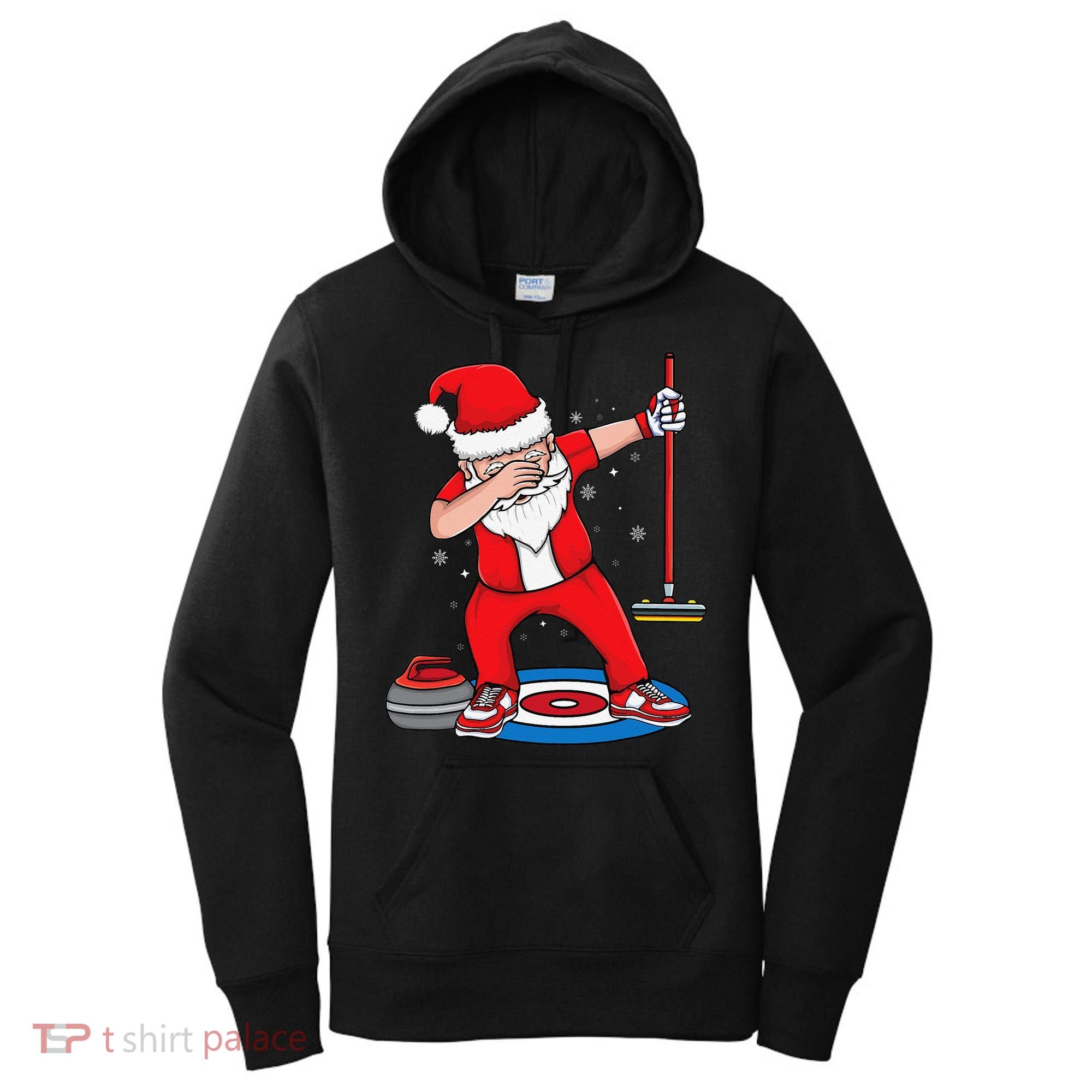 Dabbing Santa Curling Player Curling Broom Curler Curling Women's Hoodie