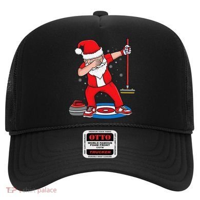 Dabbing Santa Curling Player Curling Broom Curler Curling Hat