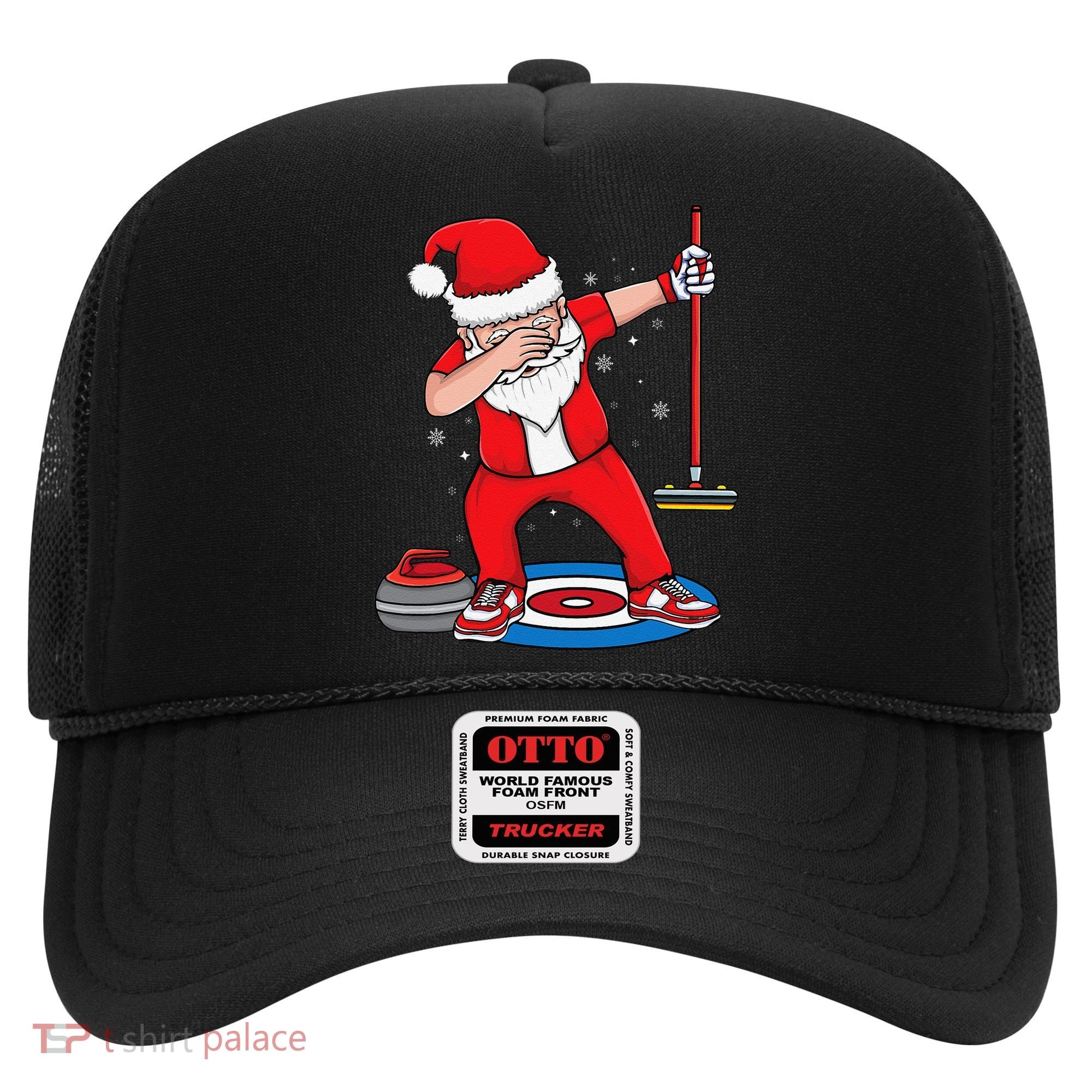 Dabbing Santa Curling Player Curling Broom Curler Curling Hat