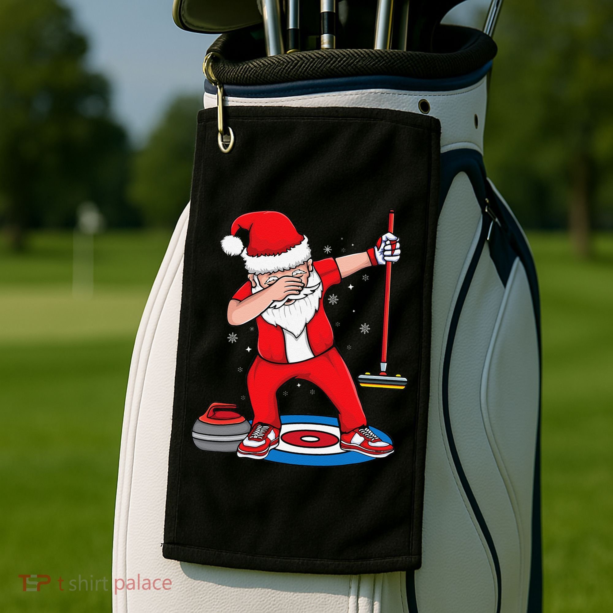 Dabbing Santa Curling Player Curling Broom Curler Curling Golf Towel