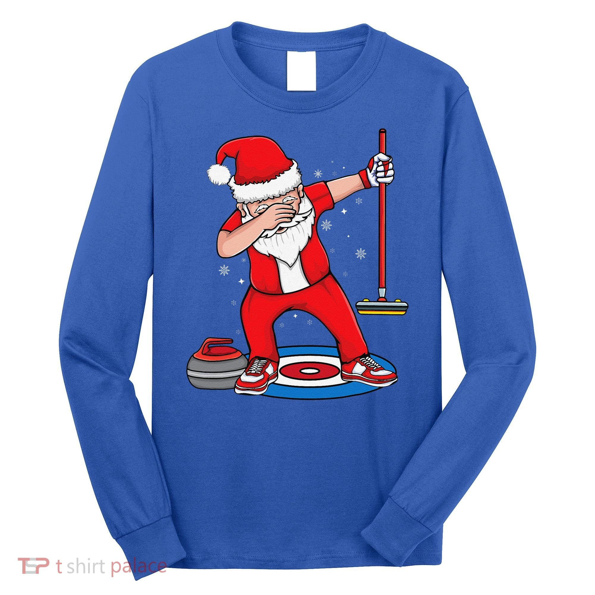 Dabbing Santa Curling Player Curling Broom Curler Curling Long Sleeve Shirt