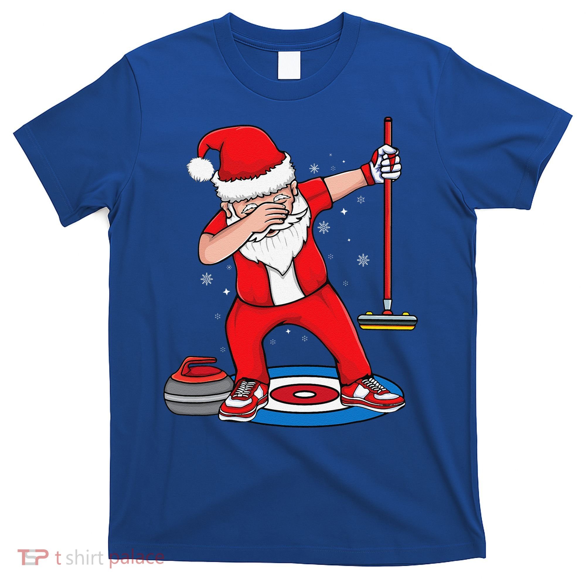 Dabbing Santa Curling Player Curling Broom Curler Curling T-Shirt