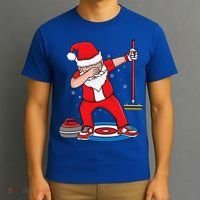 Dabbing Santa Curling Player Curling Broom Curler Curling T-Shirt thumb 3