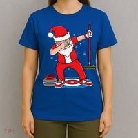 Dabbing Santa Curling Player Curling Broom Curler Curling T-Shirt thumb 4