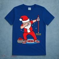 Dabbing Santa Curling Player Curling Broom Curler Curling T-Shirt thumb 5
