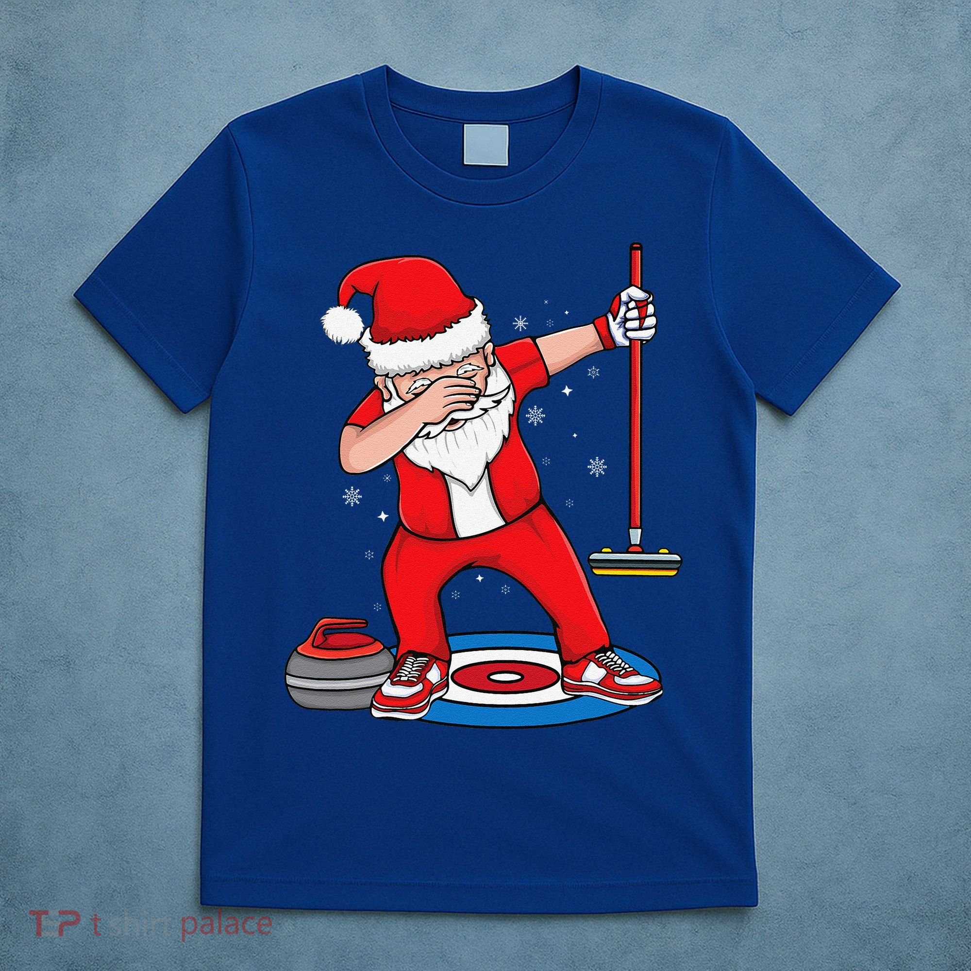 Dabbing Santa Curling Player Curling Broom Curler Curling T-Shirt